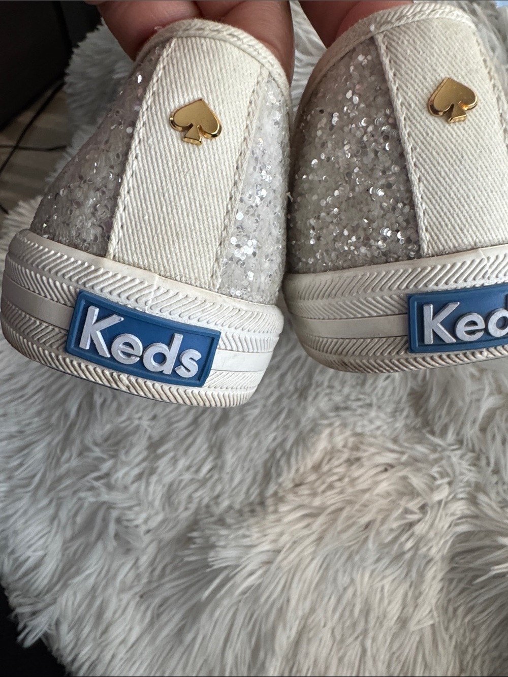 Size 6 kate spade x Keds Silver Glitter Slip-On Sneakers - Picture 2 of 4